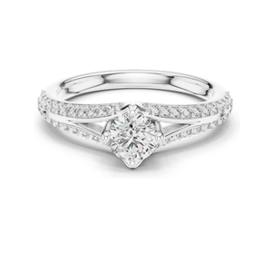 Bague en diamant de laboratoire rond de 0,832 CT, or 18 carats, 14 carats, 10 carats et argent 925, or rose, jaune, blanc, option moissanite - Product Image 3