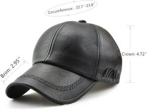 Casquette de baseball en cuir PU unisexe, casquettes classiques ajustables en cuir noir solide blanc pour hommes - Product Image 2