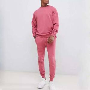 New Fashion 2025 Tracksuits Customized logo <b>Embroidery</b> Printing pink Color Tracksuit Men Cotton Fleece Pullover Sweatsuits <b>Sets</b> - Product Image 2
