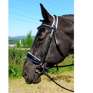 Horse Comfort WHITE Anatomic Headpiece CUT AWAY Noseband PATENTE Brida Lujo colorido Cuero genuino Caballo Brida en India - Product Image 1