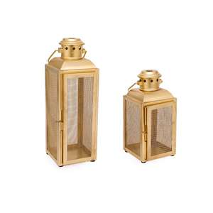 โคมไฟเทียนตาข่ายโลหะสีทองสไตล์โมเดิร์นไม่แตกหักของโมร็อกโกสำหรับตกแต่งบ้านคริสต์มาส - Product Image 5