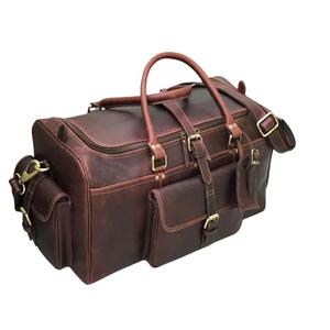 L'exportateur indien propose un sac de sport en cuir souple de grande capacité de style vintage de qualité supérieure avec fermeture à glissière prix de gros sac de voyage - Product Image 3