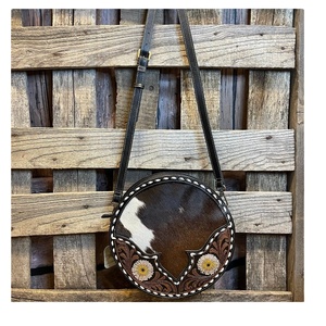 กระเป๋าสะพายข้างหนังวัวแท้สไตล์ตะวันตกกระเป๋าสะพายข้างทรงเครื่องมือลายดอกไม้แกะสลักด้วยมือ - Product Image 2