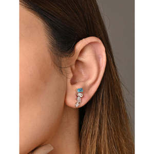 NOVAMART Fine Vintage Trendy <b>Stud</b> <b>Earrings</b> 925 Sterling Silver <b>Emerald</b> Cut Diamond Rose Gold Plated Jewelry for Party Engagement - Product Image 5