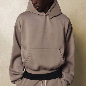 Sudadera con capucha de calidad superior para hombre, jersey de manga larga, botones de gran tamaño, hombro caído, patrón sólido, tejido de punto, teñido liso, Invierno - Product Image 3