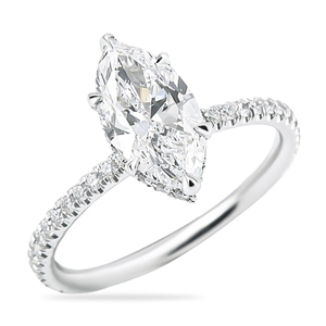 Anillo de compromiso con diamante natural certificado por GIA de 1.40 quilates, corte marquesa, diseño envolvente. - Product Image 1