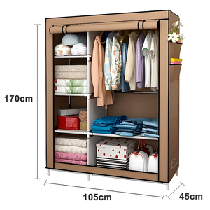 Organizzatore per Vestiti in Metallo a 4 Ripiani Montabile, Guardaroba per Soggiorno con Appendiabiti e Copertura con Cerniera - Product Image 3