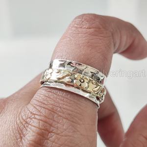 Infinity Spinner Band Bague de méditation Bague de pouce pour femme en argent sterling 925 Fidget Bijoux faits à la main Bague Spinner pour homme de Noël - Product Image 2