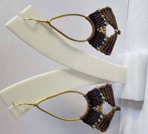 Mezcla de hilos de colores hechos a mano, cuentas de latón colgantes, par de pendientes de moda, joyería de pera de plata 925, 35MM, mujeres, feliz cumpleaños - Product Image 2