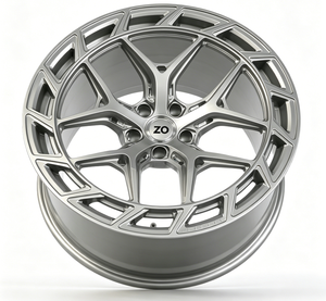 Jantes en alliage forgées monobloc 5 branches, finition argent brossé brut, 18-24 pouces, 5x112/5x114.3/5x120, pour BMW, Benz, Audi - Product Image 3
