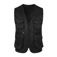 Gilet de pêche d'hiver léger et respirant, multi-poches, en polyester, sans manches, fermeture éclair, logo personnalisé, OEM, travail en extérieur, utilitaire
