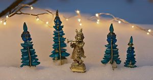 Escultura de latón de estilo moderno, estatua de Krishna, artículo de regalo de boda para parejas, símbolo de amor divino para decoración del hogar - Product Image 6