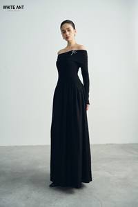 Fabricants originaux et conception de tissu de haute qualité 70% Ten-cel 30% laine Sexy élégant à manches longues robes femmes DMPSEY DRESS - Product Image 3