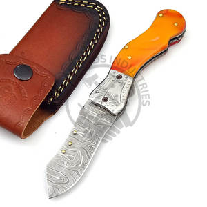 Couteau pliant en acier Damas fait main, nouvelle édition portable, couteau de poche forgé, couteau de chasse et de camping, ODM personnalisable - Product Image 5