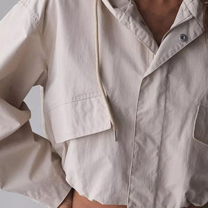 Nylon femmes col montant tricoté respirant imperméable léger couleur bloc coupe-vent veste 100% Polyester automne extérieur - Product Image 6