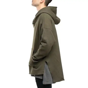 Sudadera con capucha de hombro caído para hombre, Jersey de algodón 100%, en blanco de rizo francés Sudadera con capucha, sudadera con capucha de gran tamaño con dobladillo doble para hombre - Product Image 3