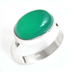 แหวนเงินแท้ทำด้วยมือสำหรับผู้หญิง925พลอยโอนิกซ์สีเขียวธรรมชาติจัดขอบเป็นของขวัญวันครบรอบแต่งงานสไตล์คลาสสิก - Product Image 2