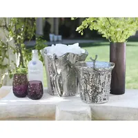 Seau à glace martelé argenté avec poignées en anneau, refroidisseur de vin, champagne et bière pour mariage, hôtel, restaurant, bar, fête, décoration de table