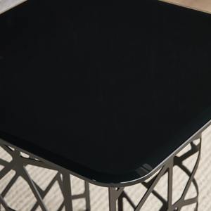 Mesa auxiliar moderna de forma cuadrada superior de cristal con base de metal, perfecta para sala de estar, cafetería, oficina y espacios elegantes de la India - Product Image 6