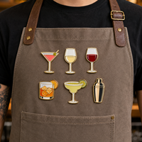 Pin de solapa personalizado de esmalte blando y duro para amantes de los cócteles al estilo antiguo, con diseños de copas de cóctel, alcohol, vino blanco y coctelera de Margarita