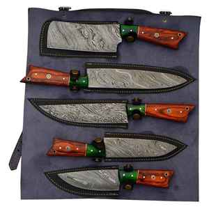 5 pièces couteau en acier damas forgé à la main 8 pouces ensemble de couteaux de chef de cuisine en acier damas - Product Image 3