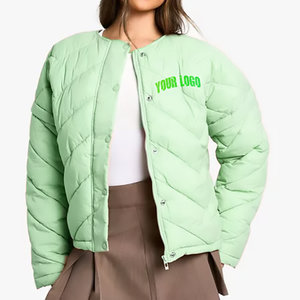 แจ็คเก็ตพัฟเฟอร์แบบกลับด้านได้ คุณภาพสูง ผลิตตามสั่ง พร้อมโลโก้ สำหรับผู้หญิง ไซส์พลัส ไนลอน ขนเฟอร์ ระบายอากาศ กันน้ำ สำหรับกิจกรรมกลางแจ้ง - Product Image 1