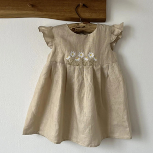 ชุดเดรสผ้าลินินปักทำด้วยมือสำหรับเด็กผู้หญิงสไตล์ลำลองสำหรับวันเกิดครั้งแรกของเด็กวัยหัดเดินผลิตในเวียดนาม - Product Image 3