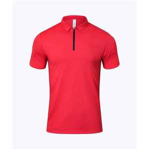 custom Men's <b>Zip</b>-up for Polo <b>Shirt</b> 80% Polyester Comfortable Breathable Short Sleeve T-<b>Shirt</b> - Product Image 3