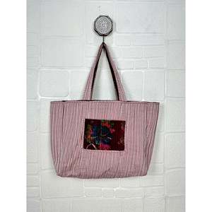 <b>Boho</b> Chic Reversible Quilted Velvet Cotton Women's Tote <b>Bag</b> Large Eco-Friendly Sustainable Grocery Shopping Ochre Beach <b>Bag</b> - Product Image 5