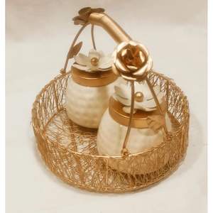 Tarro de Metal Ecológico de 400 ml para Frutos Secos y Galletas con Bandeja, Botella de Almacenamiento con Diseño Floral para Restaurantes y Fiestas, Material PC - Product Image 2