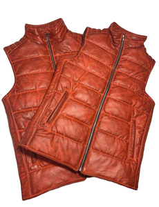 Gilet en cuir matelassé pour hommes Offre Spéciale manteau marron matelassé en peau d'agneau décontracté hiver gilets et gilets pour hommes OEM 2025 - Product Image 3