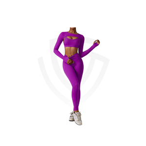 Conjunto de Yoga para Mujer, Manga Larga, Ajustado, Ropa Deportiva, Cintura Alta, Transpirable, Talla Grande, Antibacteriano - Product Image 3