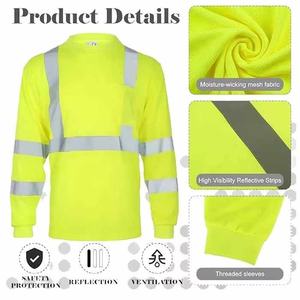 Camiseta de seguridad de alta visibilidad lista para enviar, ropa de trabajo transpirable para hombres, camiseta reflectante de manga larga - Product Image 4