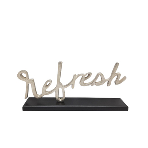 Ream decorativa de aluminio con base rectangular de madera, superficie de mesa de color plateado, níquel rugoso y decoración del hogar - Product Image 4