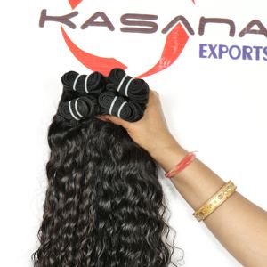100% naturel non transformé vierge brut indien ondulé faisceau cuticule aligné vague profonde Extensions de cheveux humains pour les femmes lâche vague profonde - Product Image 1