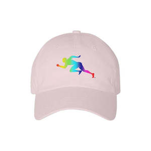 Rainbow 3D Embroidered Corduroy Running Man Dad <b>Hat</b> Youth Camp Fashion <b>Hat</b> for Fishing Travel and Casual Scene Custom Logo - Product Image 1