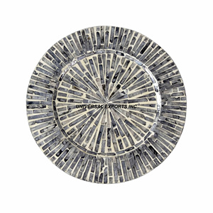 Assiette de présentation décorative en bois d'excellente qualité faite à la main sous l'assiette forme ronde Designer Luxury Wood Charger Plate - Product Image 1