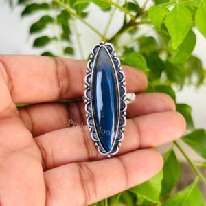 แหวนเงินแท้925อัญมณีลาบราดอไรต์สำหรับผู้หญิงเครื่องประดับสำหรับงานแต่งงานงานปาร์ตี้ขายส่ง - Product Image 4