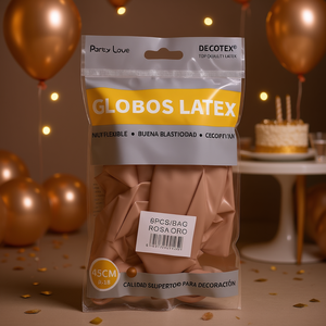 Ballons en latex Party Love 45 cm Or rose 6 pièces Sac de décoration - Product Image 3