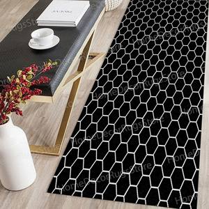 Tapis à motif nid d'abeille, tapis noir, tapis à motif géométrique, tapis modernes, cadeau de pendaison de crémaillère, tapis doux non tissé - Product Image 5
