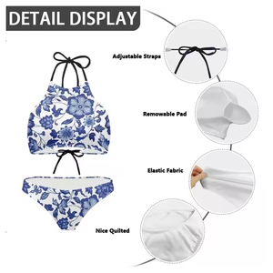 2025 femmes deux pièces Bikini ensemble taille haute maillot de bain Sexy Push Up maillots de bain maillots de bain été maillot de bain avec haut et bas rembourré - Product Image 5