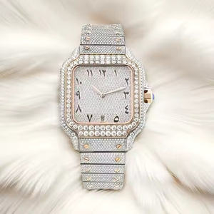 <b>Mens</b> Luxury Professional <b>Watch</b> with Moissanite Diamond Accents Stainless Steel Case Glass Dial Quartz Movement Special Occasions - Product Image 4