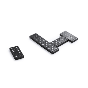 Juego clásico de dominó de madera de 28 piezas. Piezas negras con detalles en blanco. Presentado en estuche de madera con tapa, dominó personalizable - Product Image 3