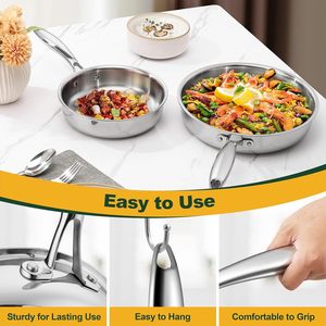 इंडक्शन और गैस स्टोवअप के लिए ओएम/ओडम ट्रिप्स्ट स्टेनलेस स्टील नॉन-स्टिक फ्राइंग पैन सेट 304/316 कुकवेयर - Product Image 6