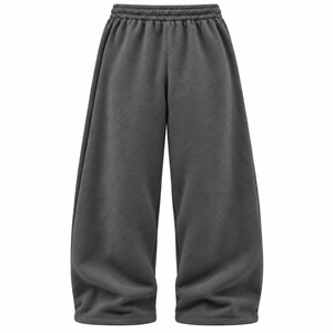 Pantalones Deportivos de Felpa para Hombre, Color Azul, Corte Ancho, Cintura Elástica con Cordón, Ajuste Holgado, Estilo Casual - Product Image 6