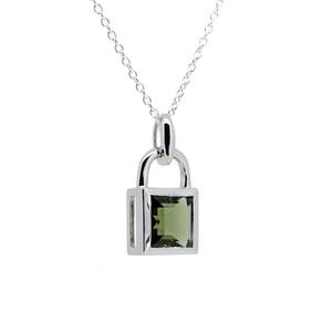 Collier en argent moldavite verre naturel argent sterling 925 coussin vert olive coupe pendentif carré changement de couleur anniversaire parfait - Product Image 2