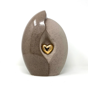 Urne funéraire en aluminium en forme de cœur en coquille Urne commémorative grise pour cendres humaines ou d'animaux de compagnie Urne funéraire faite à la main - Product Image 6