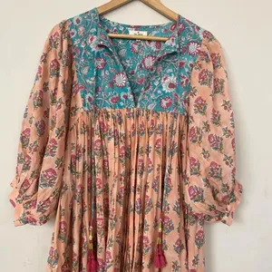 Flower Printed Bohemian Dress V Neck Short Sleeved Cotton Multi Color Casual Women Evening Summer Dress Wholesale Price