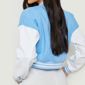 Veste courte tendance pour femmes, manches longues, coupe courte, décontractée, tendance, couleur personnalisée, veste de baseball chaude - Product Image 2
