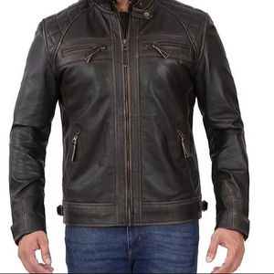 Chaqueta de Motociclista de Cuero Clásica para Hombre, Chaqueta de Motocicleta Ajustada, Ropa de Calle, Abrigo de Invierno - Product Image 1